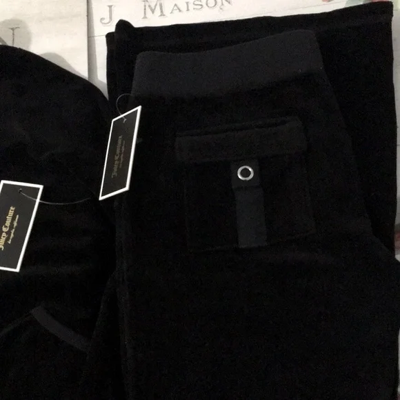 ASO NWT Y2K✨Juicy Couture Vintage USA🇺🇸Black Velour Tracksuit M Jacket/Sm Pant - Picture 6 of 13